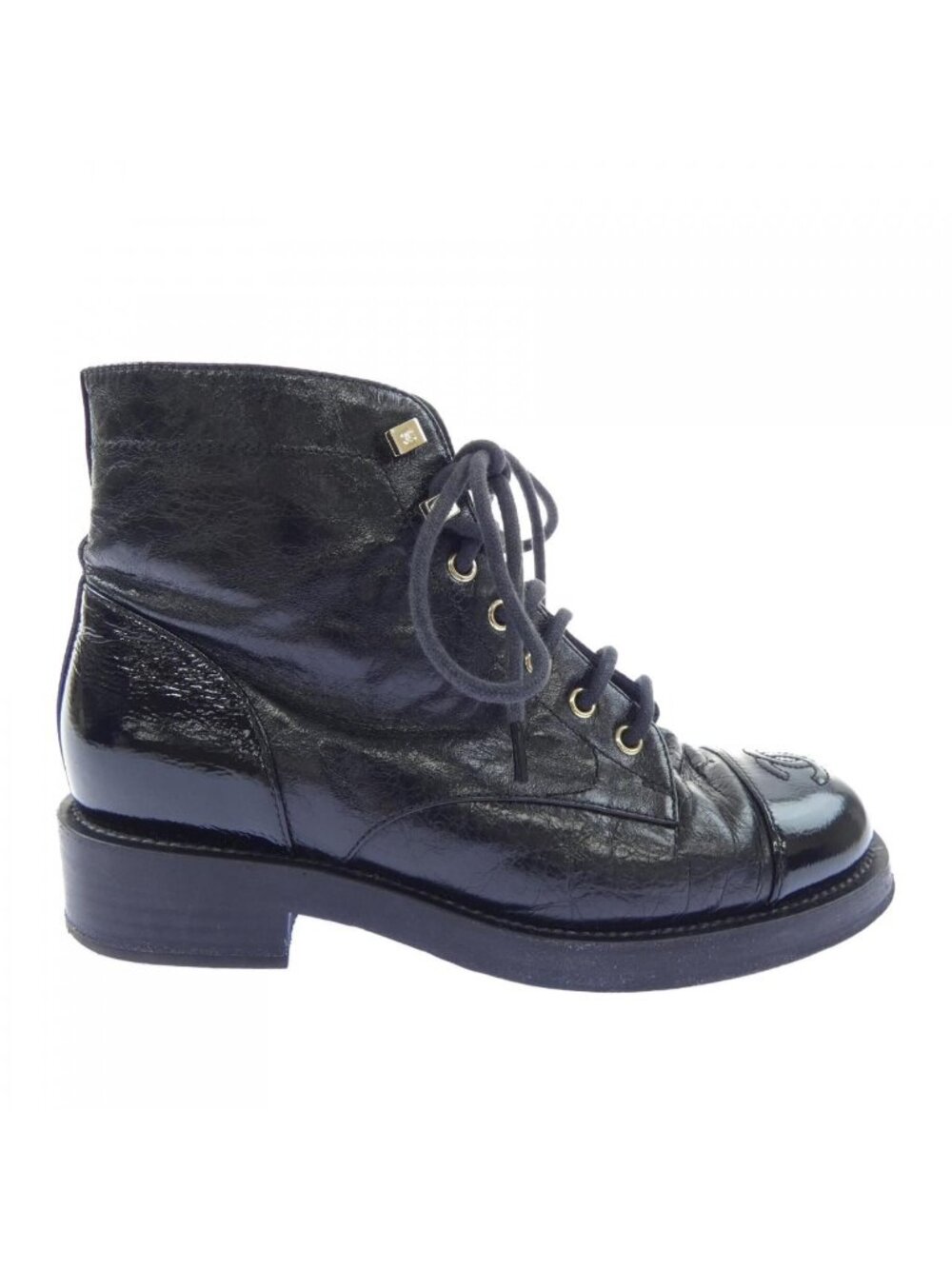 Chanel Lace-up Boots Black